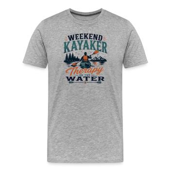 Wochenend-Kajakfahrer-Therapie auf dem Wasser - Männer Premium Bio T-Shirt - Grau meliert - Vorne - Damien (186cm)
