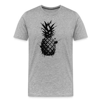 Schwarze Ananas Abstrakte Tinte - Männer Premium Bio T-Shirt - Grau meliert - Vorne - Damien (186cm)