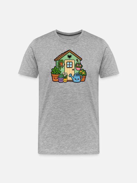 Small garden shed with plants - Men's Premium Organic T-Shirt - heather grey