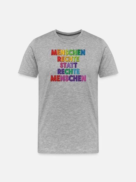 Menschenrechte statt rechte Menschen Statement - Männer Premium Bio T-Shirt - Grau meliert