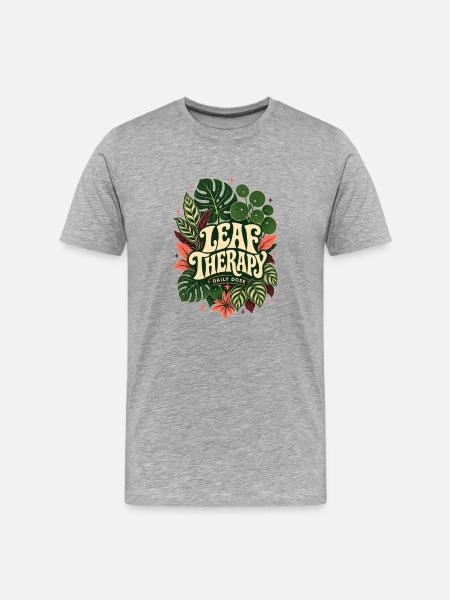 Leaf Therapy – Daily Dose Pflanzen Statement - Männer Premium Bio T-Shirt - Grau meliert