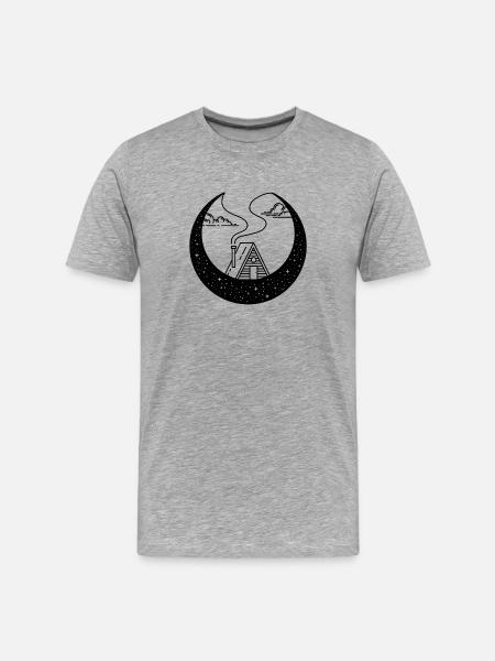 Hütte in der Mondsichel - Männer Premium Bio T-Shirt - Grau meliert