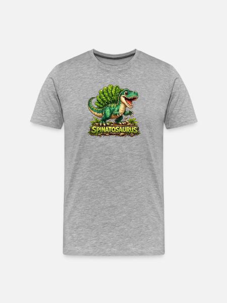 Spinatosaurus - Männer Premium Bio T-Shirt - Grau meliert