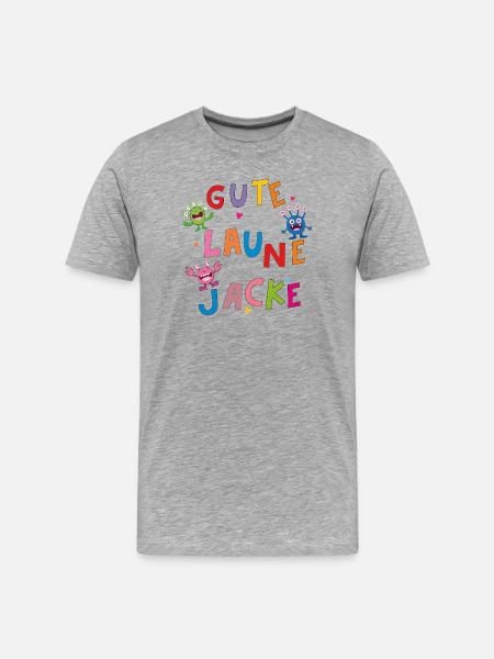 GUTE LAUNE MONSTER  - Männer Premium Bio T-Shirt - Grau meliert