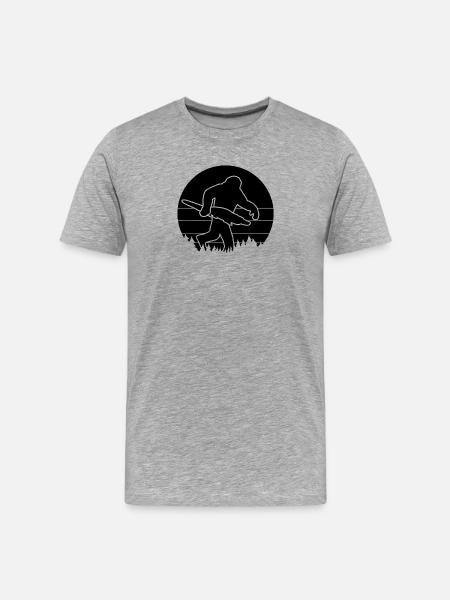 Bigfoot mit Alligator Silhouette - Männer Premium Bio T-Shirt - Grau meliert