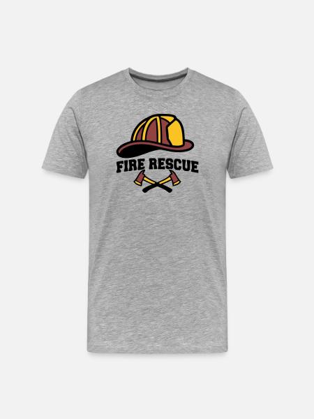 Feuerwehrhelm Wappen Logo - Männer Premium Bio T-Shirt - Grau meliert