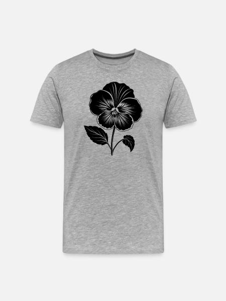 Pansy Flower - Men's Premium Organic T-Shirt - heather grey