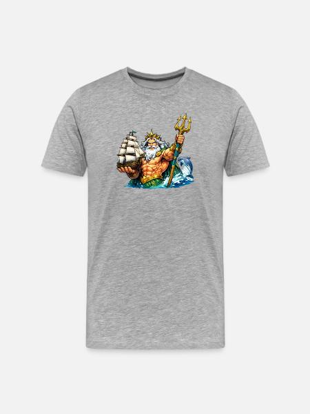 Neptune with sailing ship - Men's Premium Organic T-Shirt - heather grey