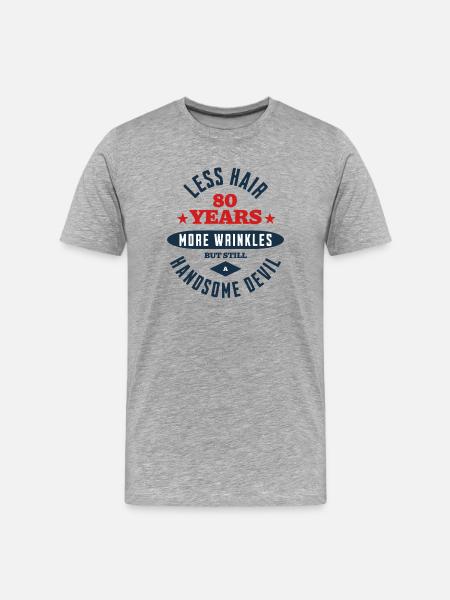 80th Birthday Devil - Men's Premium Organic T-Shirt - heather grey