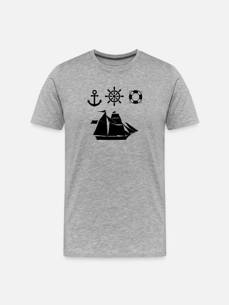 Segeln - Männer Premium Bio T-Shirt - Grau meliert