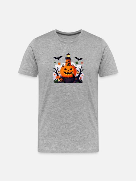Jack O Lantern Lighthouse Night - Men's Premium Organic T-Shirt - heather grey