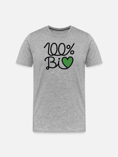 100% BiO – Green Heart Illustration - Men's Premium Organic T-Shirt - heather grey