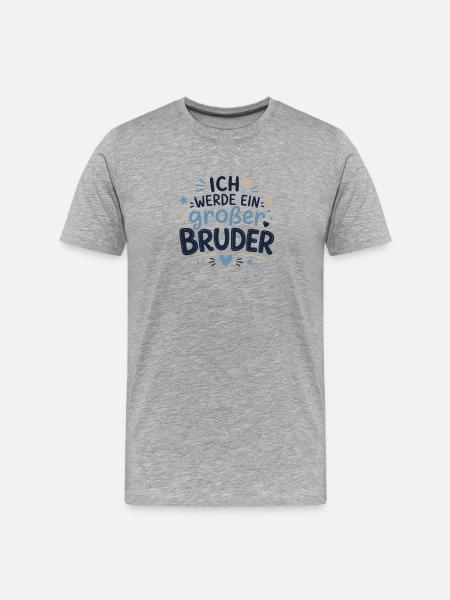 Ich werde ein großer Bruder - Männer Premium Bio T-Shirt - Grau meliert