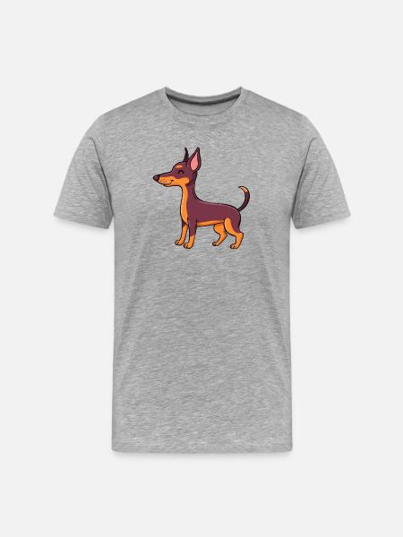 Kleiner Pinscher (Comic) - Männer Premium Bio T-Shirt - Grau meliert