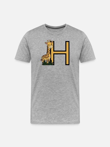 Giraffe Letter H - Men's Premium Organic T-Shirt - heather grey
