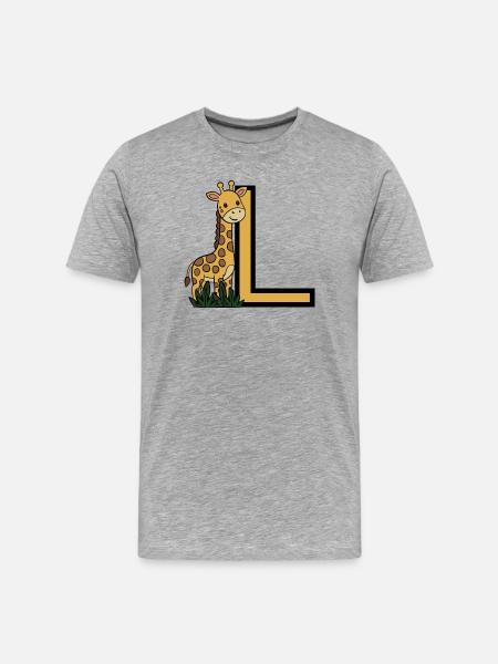 Girafe et L Print - T-shirt bio Premium Homme - gris chiné