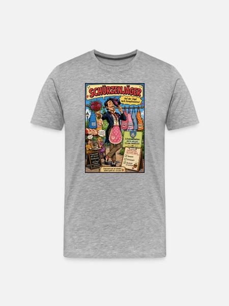 Schürzenjäger – Charmant auf Komplimentenjagd - Männer Premium Bio T-Shirt - Grau meliert