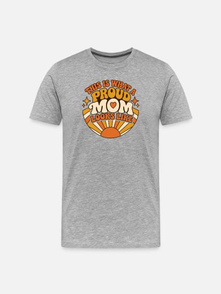 Proud Mom Retro Sunrise - Männer Premium Bio T-Shirt - Grau meliert