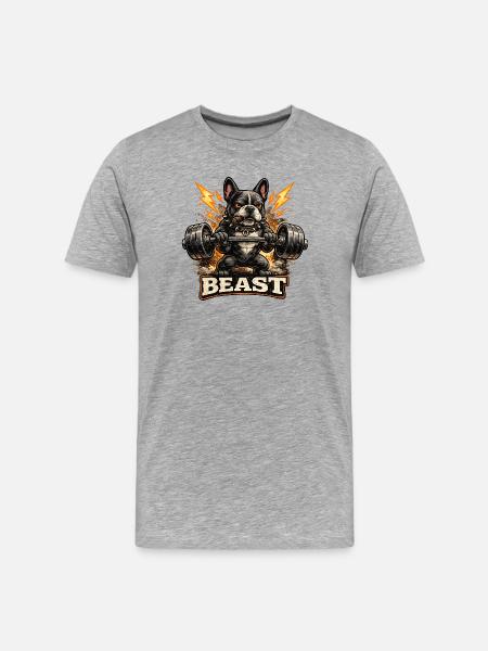 Beast Bulldog Power Lifting - Men's Premium Organic T-Shirt - heather grey