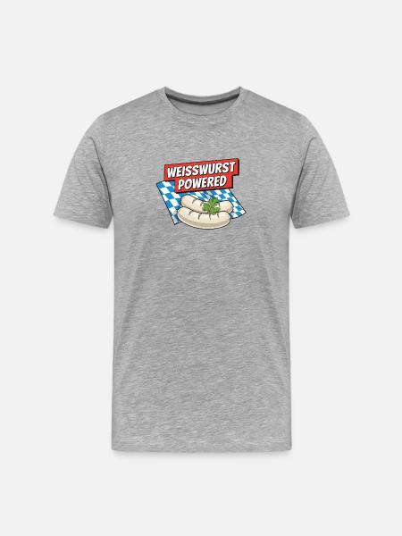 Weisswurst Powered - Männer Premium Bio T-Shirt - Grau meliert