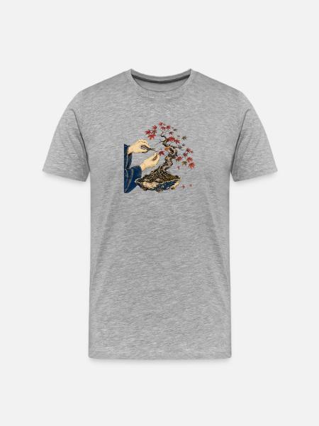 Zen Bonsai Finger Work - Men's Premium Organic T-Shirt - heather grey