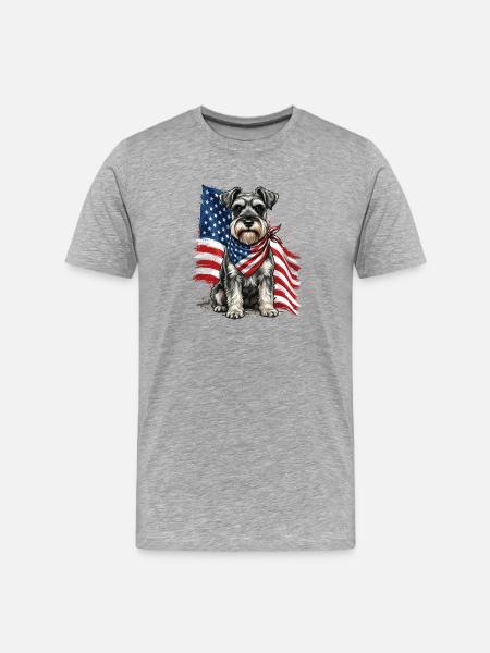 Patriotic Schnauzer Stars Stripes Dog Pride - Men's Premium Organic T-Shirt - heather grey
