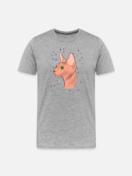 Sphynx with stars - Men's Premium Organic T-Shirt - heather grey