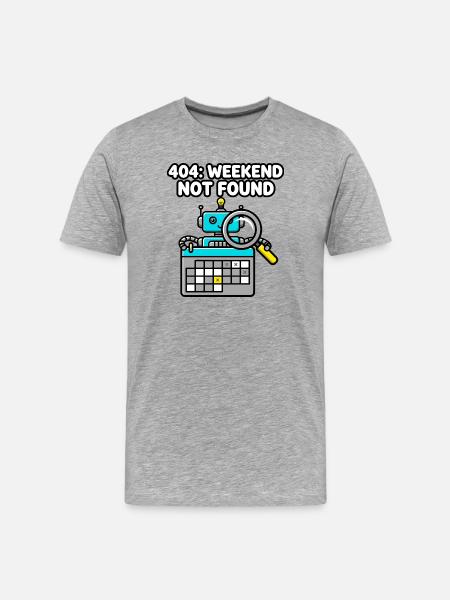 404 Weekend Not Found Roboter - Männer Premium Bio T-Shirt - Grau meliert