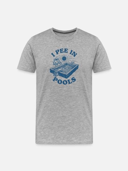Ich pinkel in Pools Pool-Humor - Männer Premium Bio T-Shirt - Grau meliert