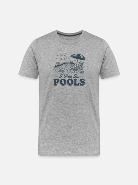 Ich pinkle in Pools - Männer Premium Bio T-Shirt - Grau meliert