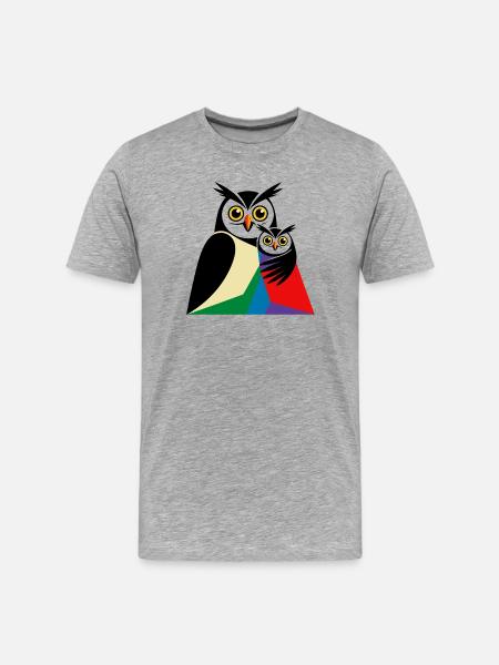 Eulen Motiv - Männer Premium Bio T-Shirt - Grau meliert