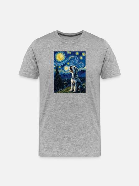 Sternennacht-Schnauzer-Kunstparodie-Porträt - Männer Premium Bio T-Shirt - Grau meliert