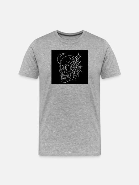 Occult Skull & Geometric Webs - Goth - Men's Premium Organic T-Shirt - heather grey