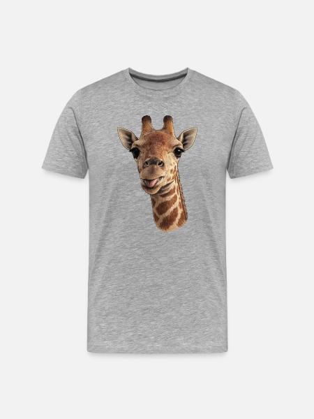 Giraffe head with tongue - close-up - Men's Premium Organic T-Shirt - heather grey