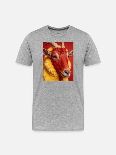 Red goat with yellow fur - Men's Premium Organic T-Shirt - heather grey