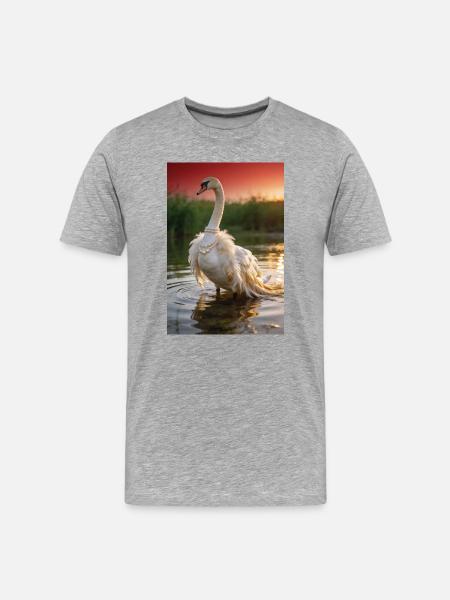 Pearl Swan in Sunset - Men's Premium Organic T-Shirt - heather grey