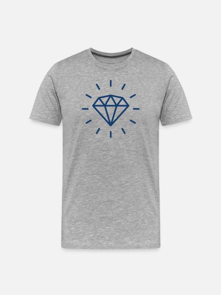 Blauer Diamant-Edelstein-Icon Symbol-Illustrationsdesign - Männer Premium Bio T-Shirt - Grau meliert