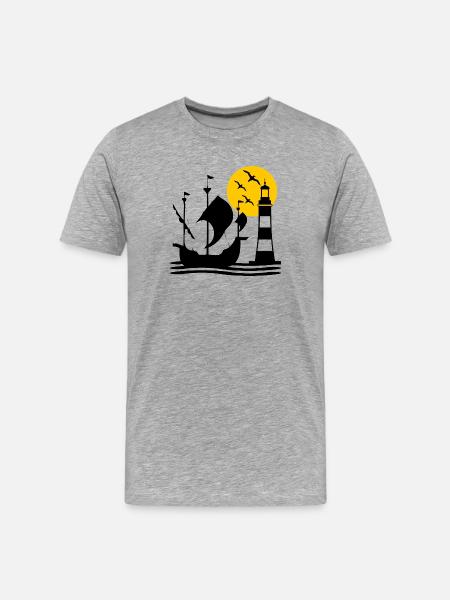 Segeln - Männer Premium Bio T-Shirt - Grau meliert