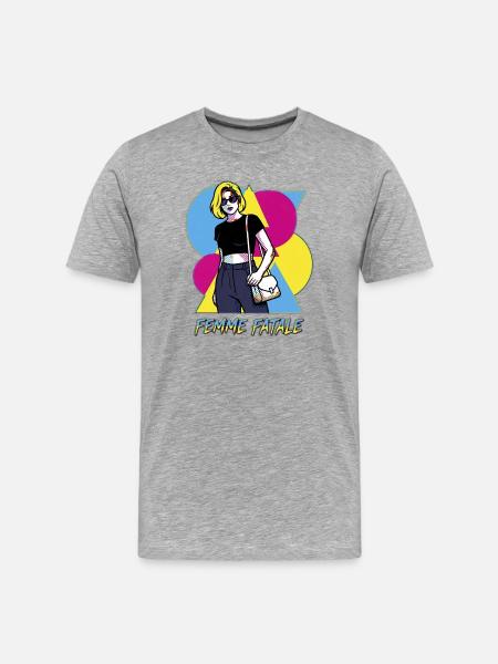 Femme Fatale Pop Art - Männer Premium Bio T-Shirt - Grau meliert
