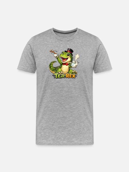 Tea-Rex - Männer Premium Bio T-Shirt - Grau meliert