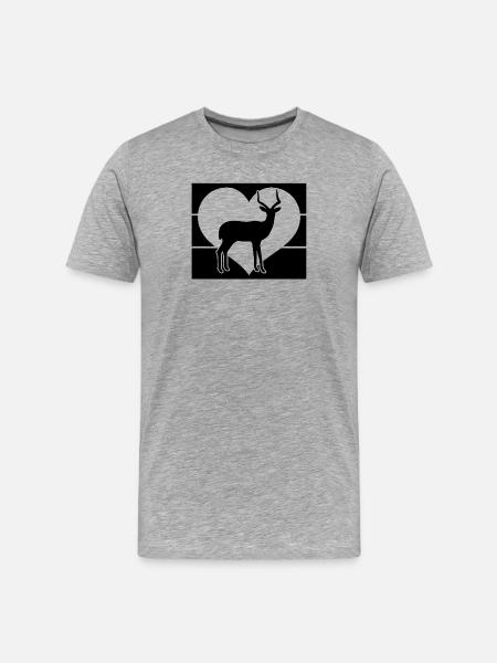 Antilope Herz Silhouette - Männer Premium Bio T-Shirt - Grau meliert