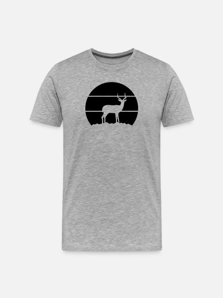 Antilope Silhouette - Männer Premium Bio T-Shirt - Grau meliert
