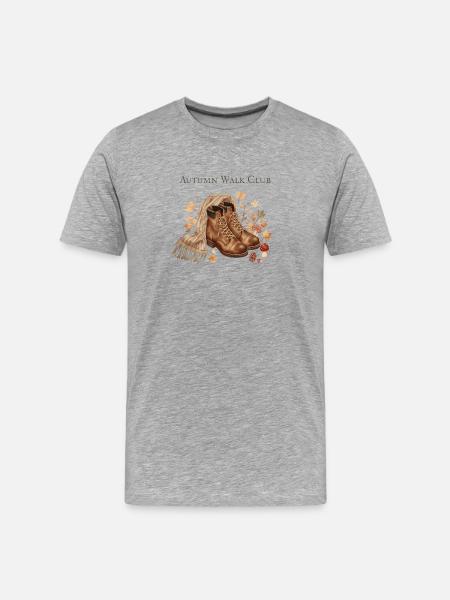 Autumn Walk Club Herbst Wandern - Männer Premium Bio T-Shirt - Grau meliert