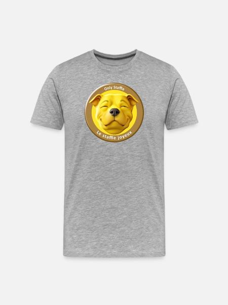 Stafficone Badge joyeux - 053i - T-shirt bio Premium Homme - gris chiné