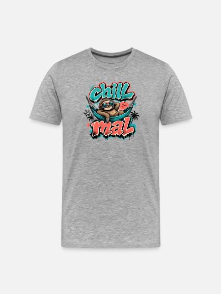Chill Times Cool Sloth Graffiti Design - Men's Premium Organic T-Shirt - heather grey