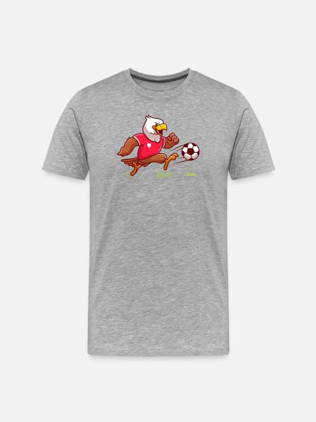 Eagle Maskottchen Striker Kick - Männer Premium Bio T-Shirt - Grau meliert