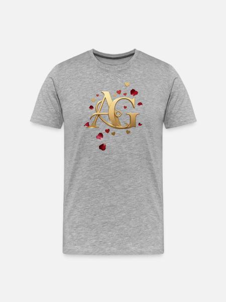 Gold Monogram A&G with Hearts - Men's Premium Organic T-Shirt - heather grey