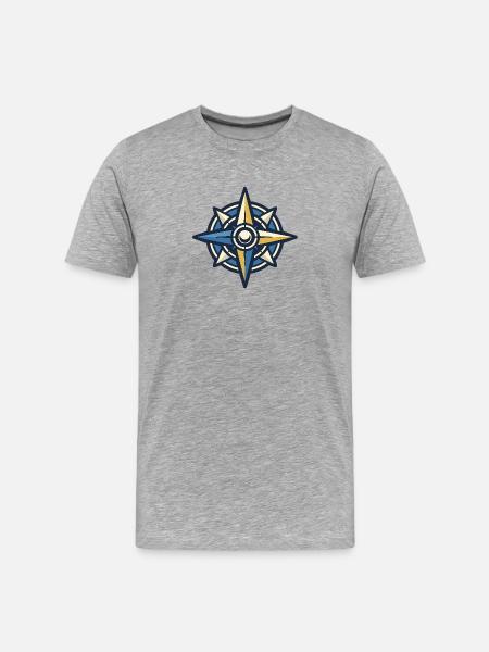 Nordstern Kompass Abenteuer - Männer Premium Bio T-Shirt - Grau meliert