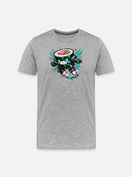 Sushi Robo Fighter - Men's Premium Organic T-Shirt - heather grey