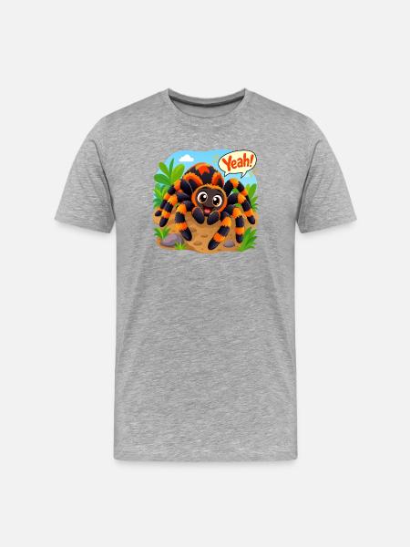 Lustige Spinne - Männer Premium Bio T-Shirt - Grau meliert